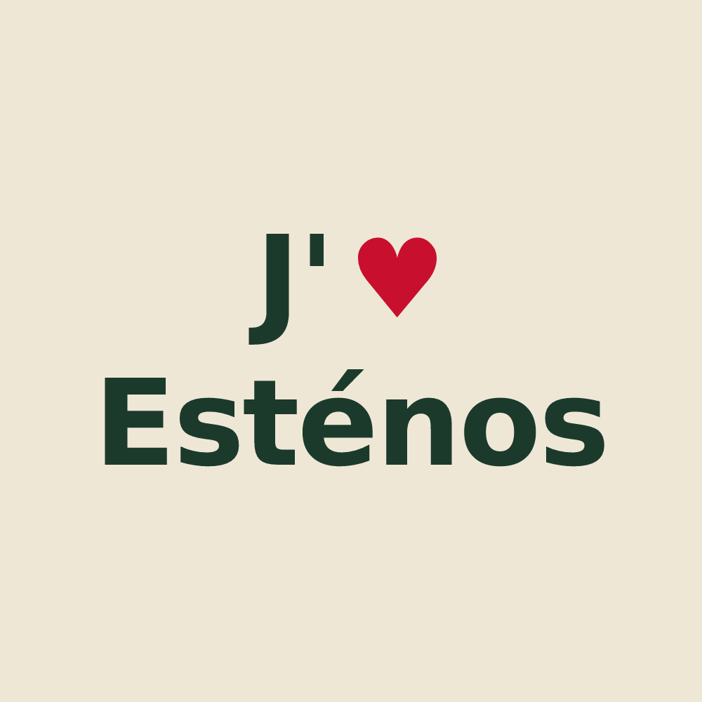 Tote bag personnalisé Esténos — design « J'aime Esténos » imprimé sur le tote bag