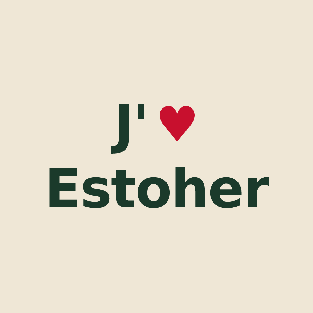 Tote bag personnalisé Estoher — design « J'aime Estoher » imprimé sur le tote bag