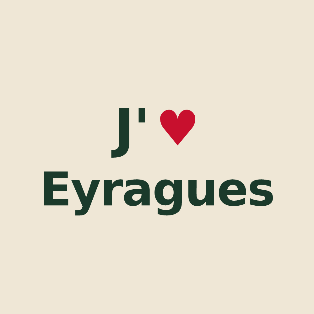 Tote bag personnalisé Eyragues — design « J'aime Eyragues » imprimé sur le tote bag
