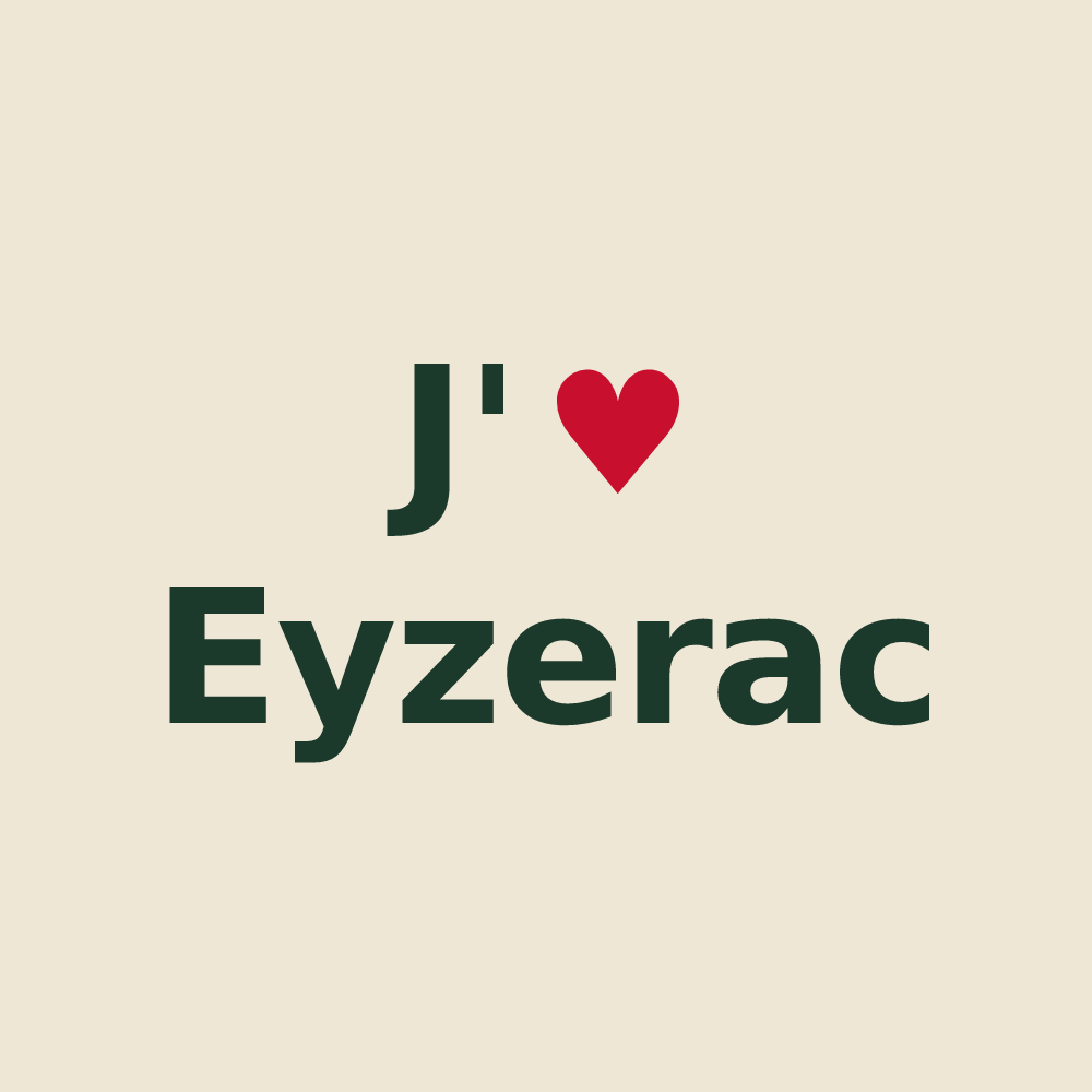 Tote bag personnalisé Eyzerac — design « J'aime Eyzerac » imprimé sur le tote bag