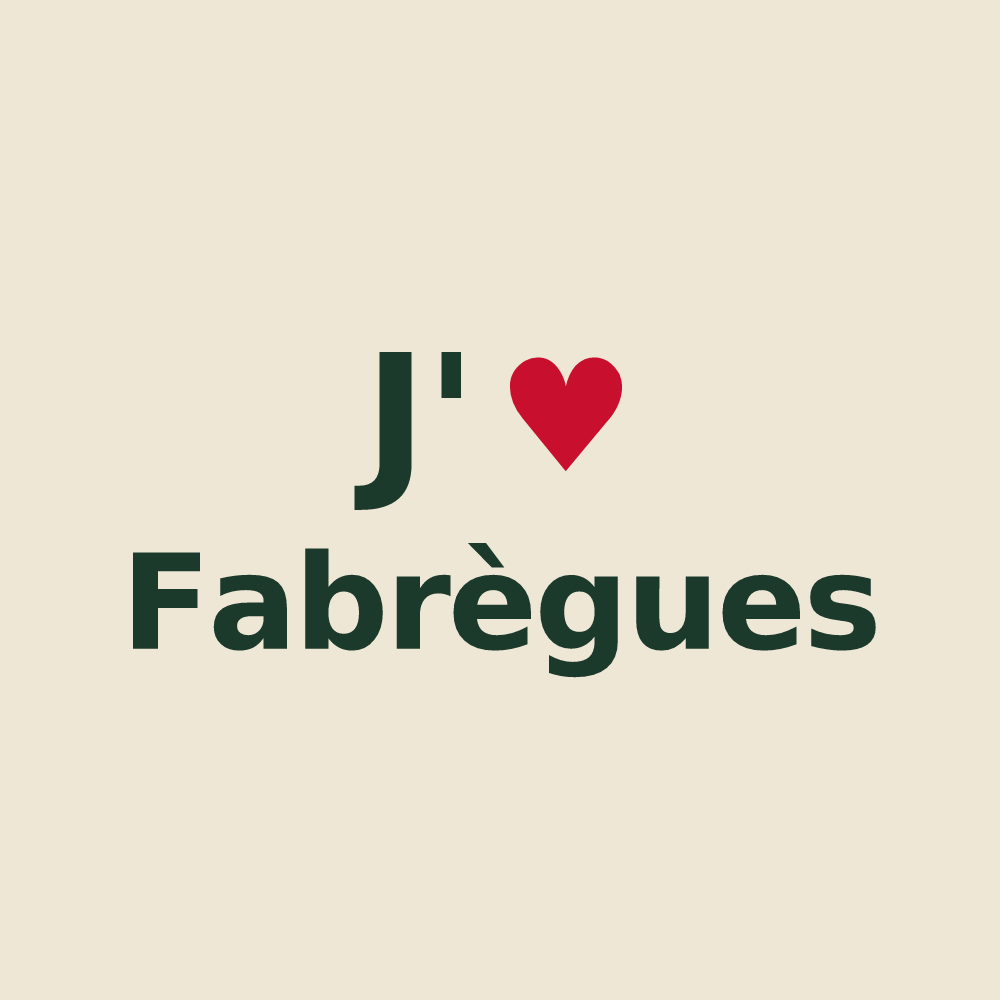 Tote bag personnalisé Fabrègues — design « J'aime Fabrègues » imprimé sur le tote bag