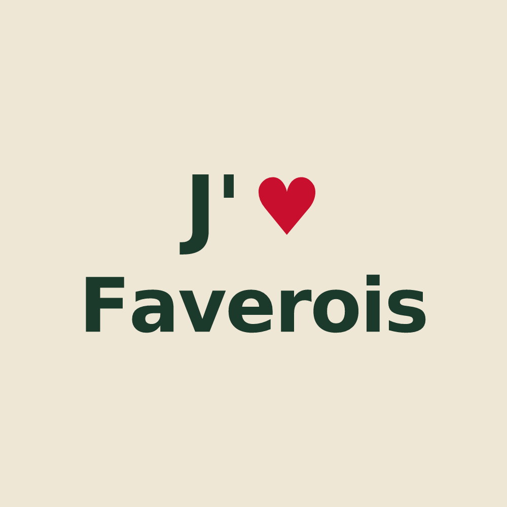 Tote bag personnalisé Faverois — design J'aime Faverois
