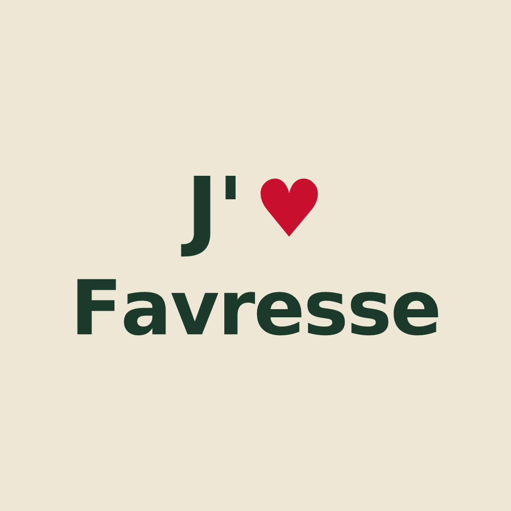 Tote bag personnalisé Favresse — design « J'aime Favresse » imprimé sur le tote bag