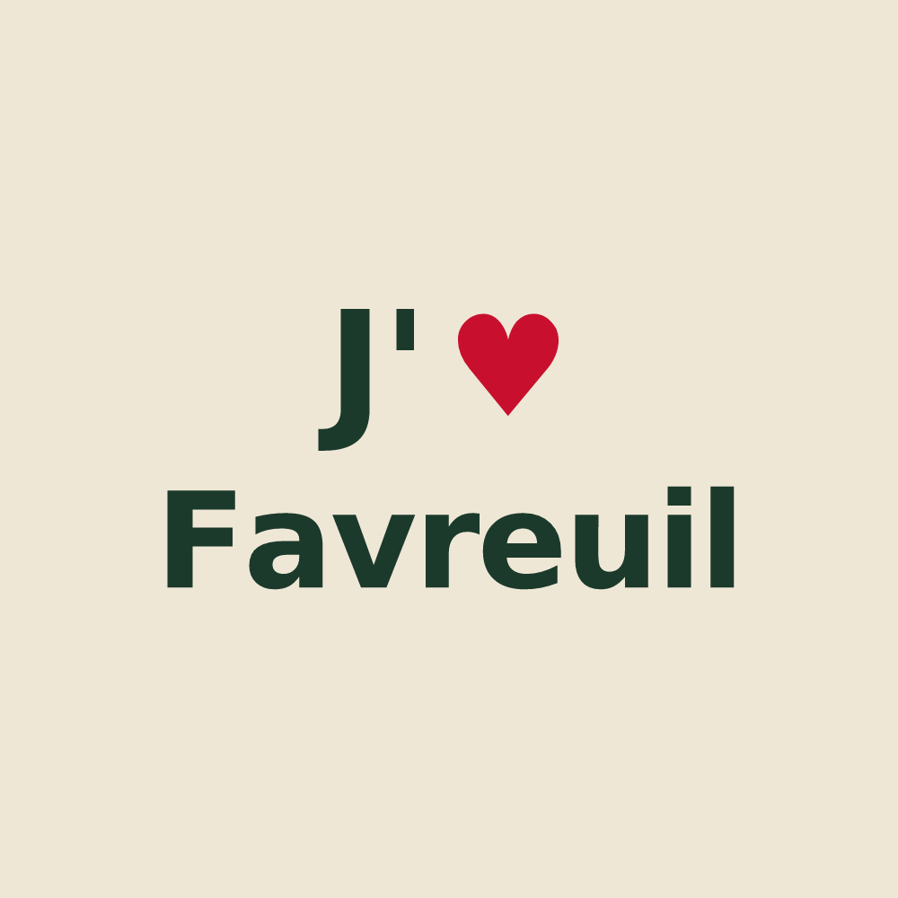 Tote bag personnalisé Favreuil — design « J'aime Favreuil » imprimé sur le tote bag