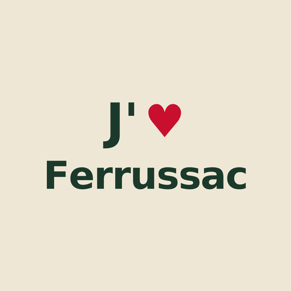 Tote bag personnalisé Ferrussac — design J'aime Ferrussac