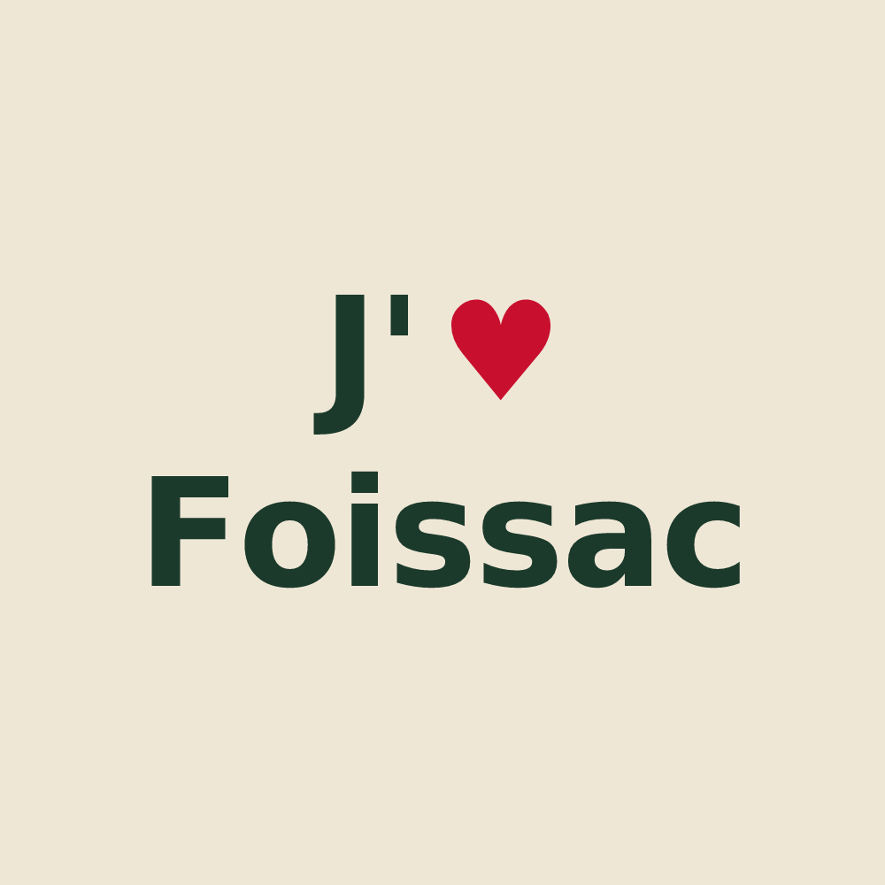 Tote bag personnalisé Foissac — design « J'aime Foissac » imprimé sur le tote bag