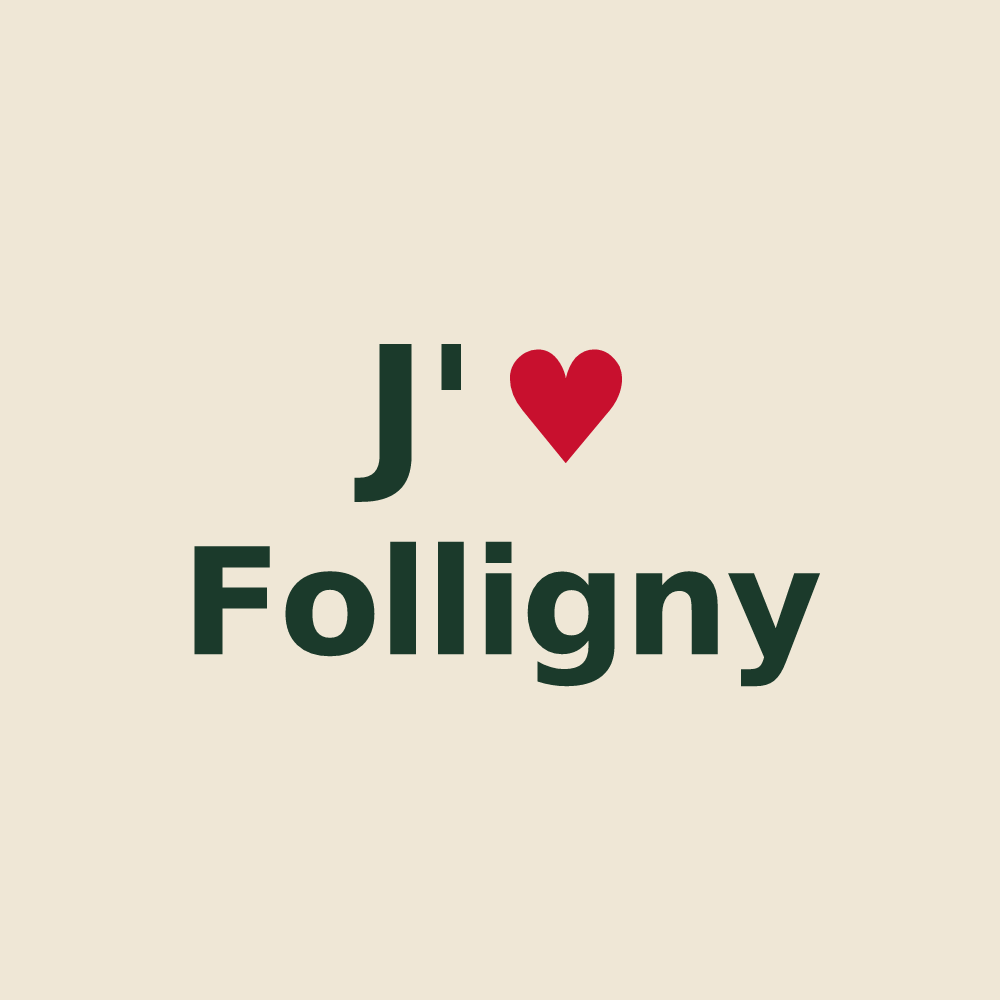 Tote bag personnalisé Folligny — design J'aime Folligny