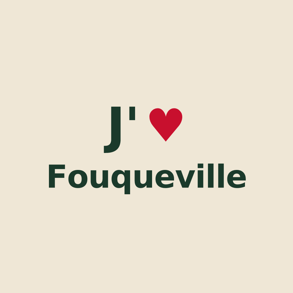 Tote bag personnalisé Fouqueville — design « J'aime Fouqueville » imprimé sur le tote bag