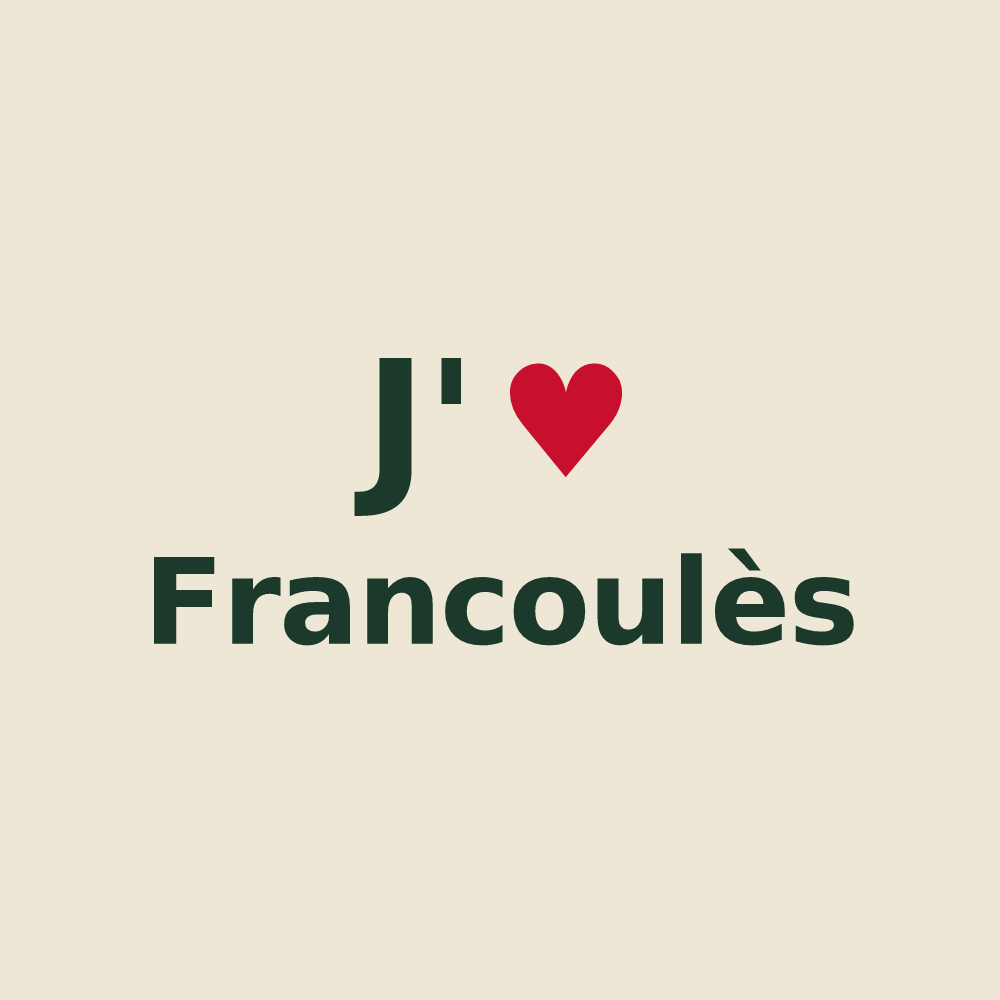 Tote bag personnalisé Francoulès — design « J'aime Francoulès » imprimé sur le tote bag