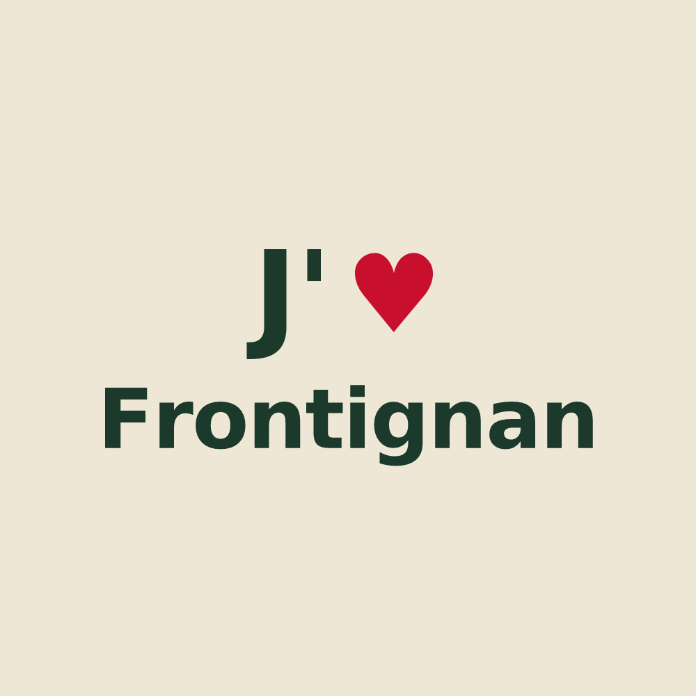 Tote bag personnalisé Frontignan — design « J'aime Frontignan » imprimé sur le tote bag