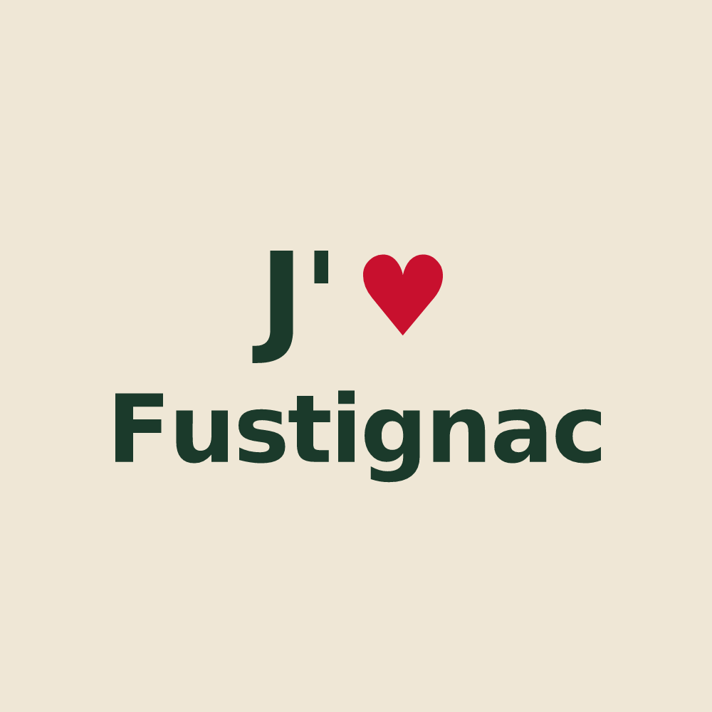 Tote bag personnalisé Fustignac — design J'aime Fustignac