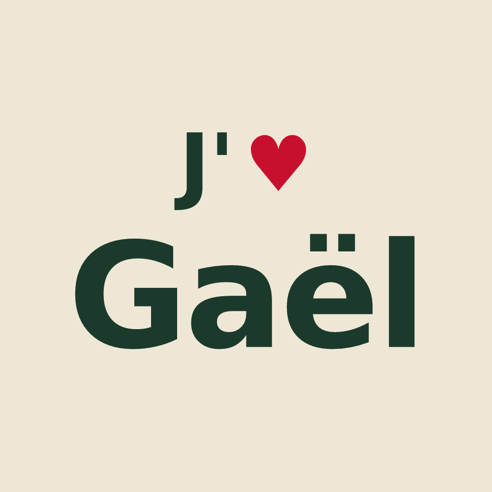 Tote bag personnalisé Gaël — design « J'aime Gaël » imprimé sur le tote bag