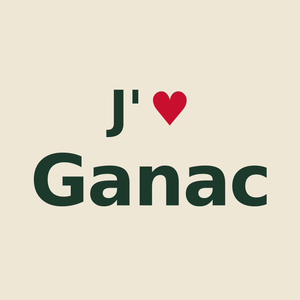Tote bag personnalisé Ganac — design J'aime Ganac