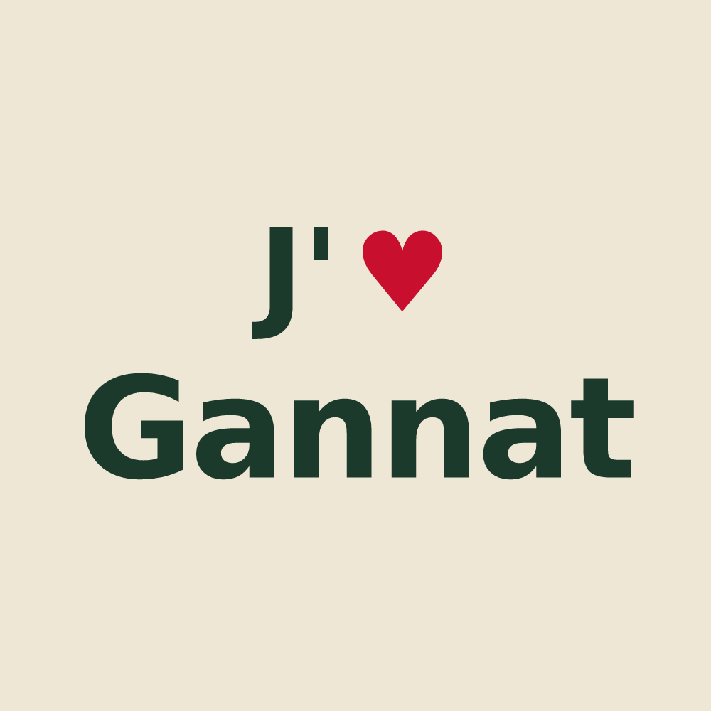 Tote bag personnalisé Gannat — design « J'aime Gannat » imprimé sur le tote bag