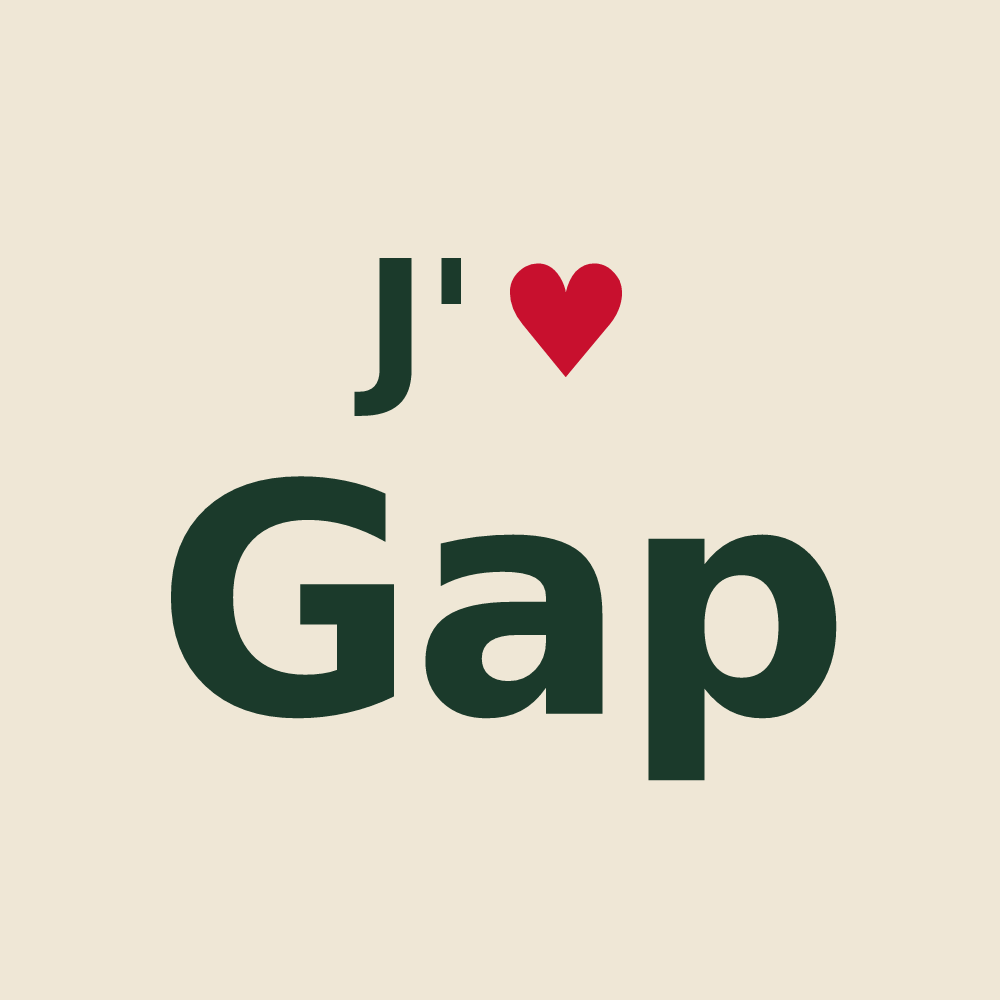 Tote bag personnalisé Gap — design « J'aime Gap » imprimé sur le tote bag
