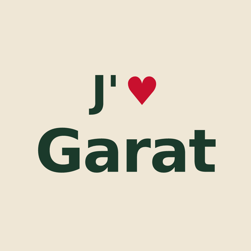 Tote bag personnalisé Garat — design « J'aime Garat » imprimé sur le tote bag