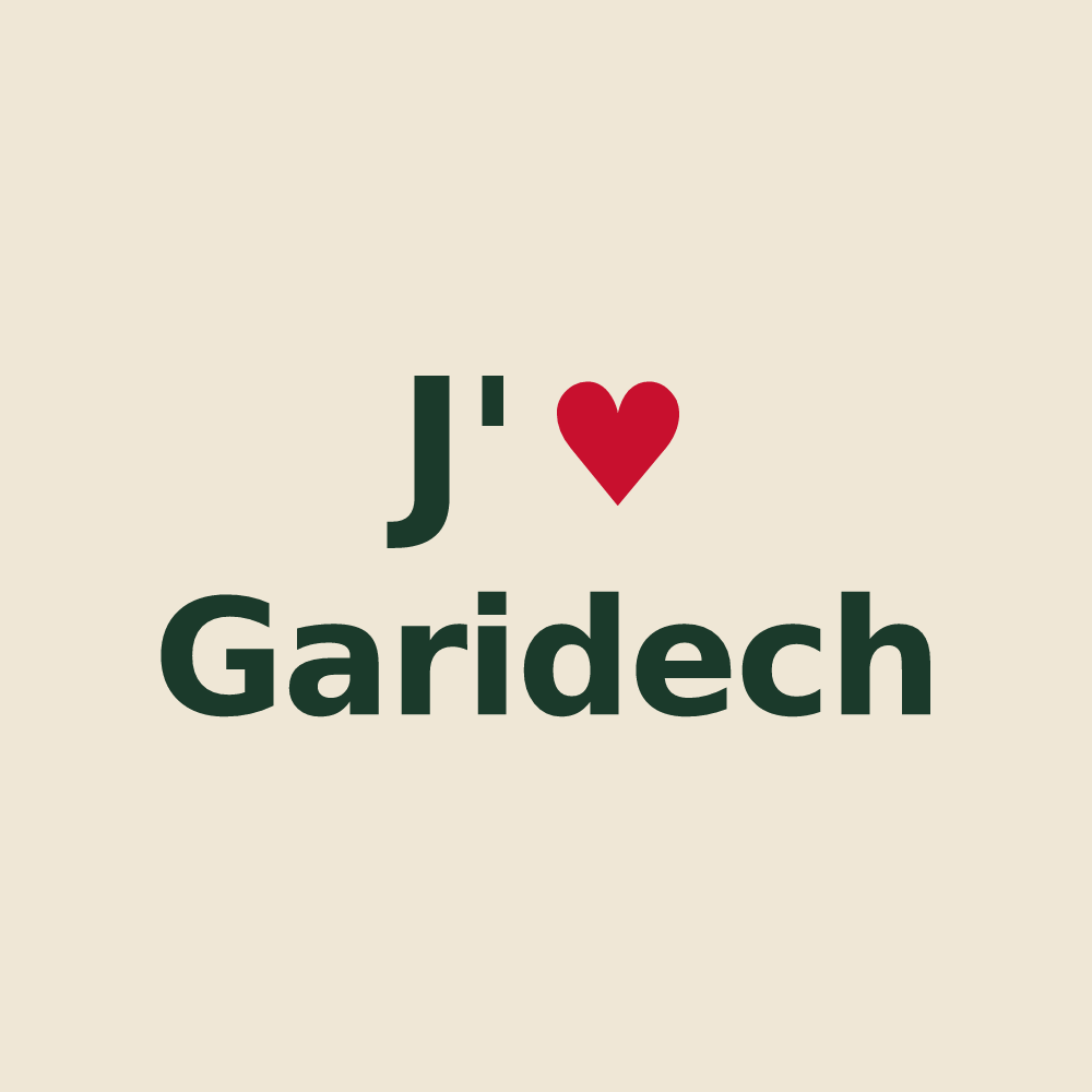Tote bag personnalisé Garidech — design J'aime Garidech