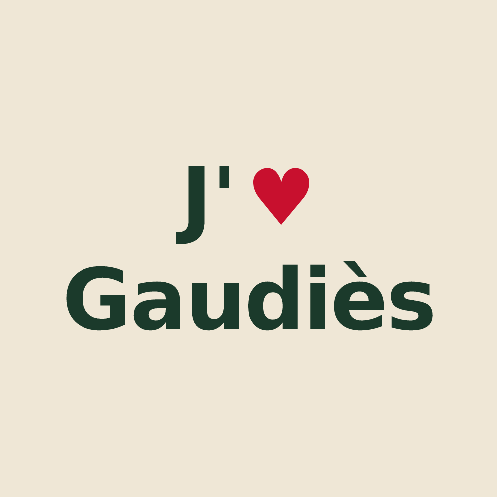 Tote bag personnalisé Gaudiès — design J'aime Gaudiès
