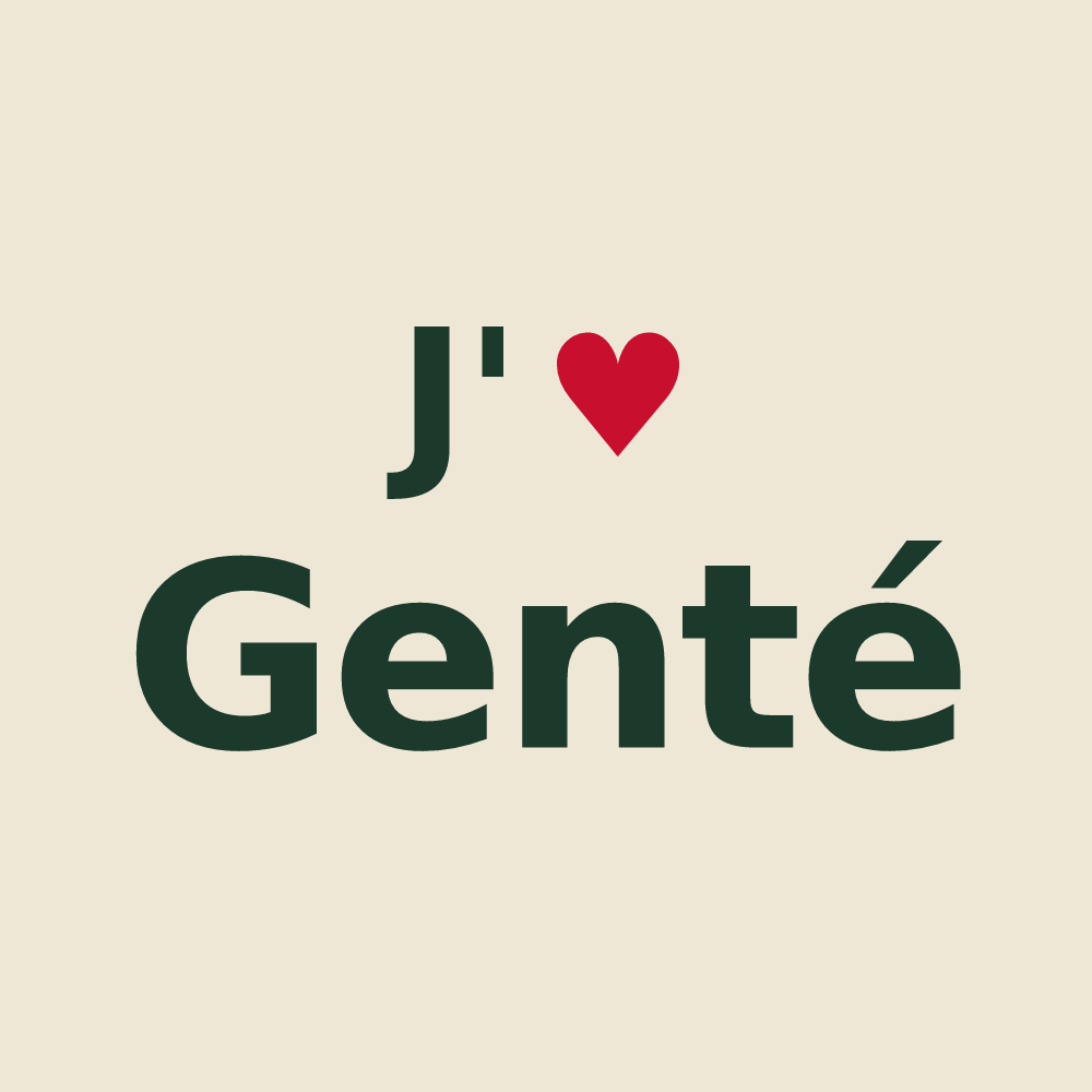 Tote bag personnalisé Genté — design « J'aime Genté » imprimé sur le tote bag