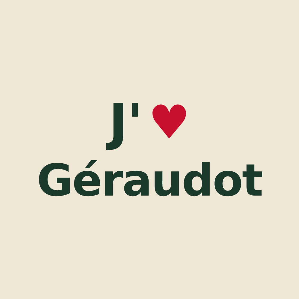 Tote bag personnalisé Géraudot — design J'aime Géraudot