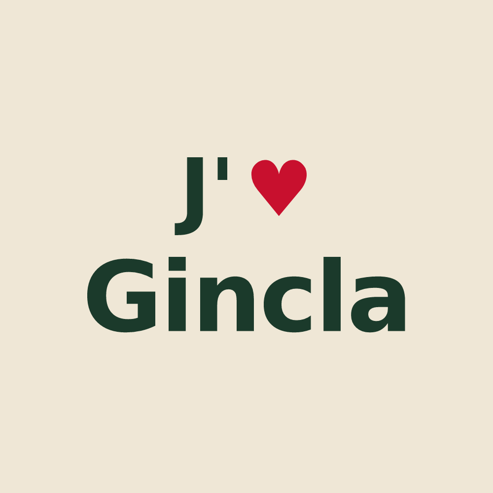 Tote bag personnalisé Gincla — design J'aime Gincla