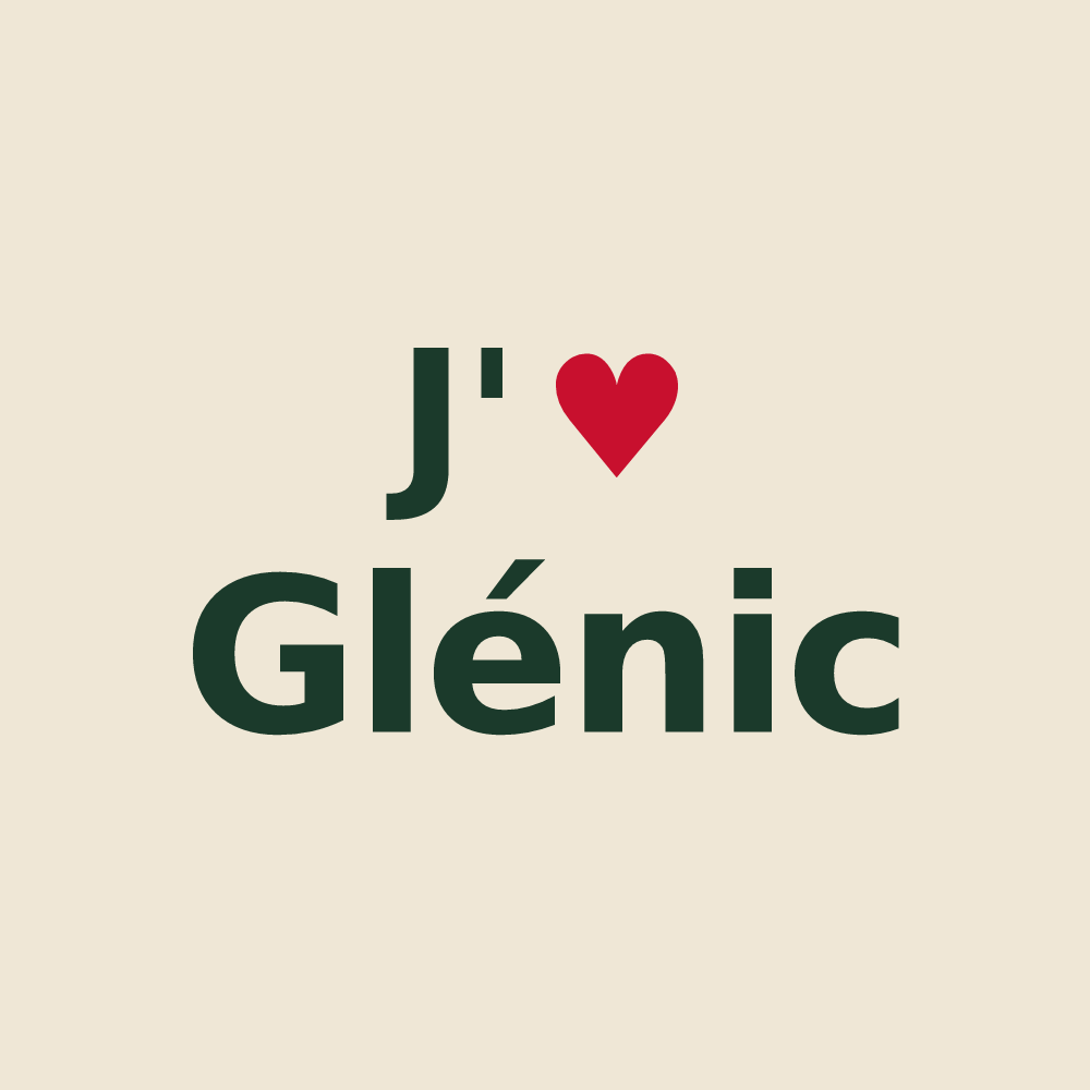 Tote bag personnalisé Glénic — design J'aime Glénic