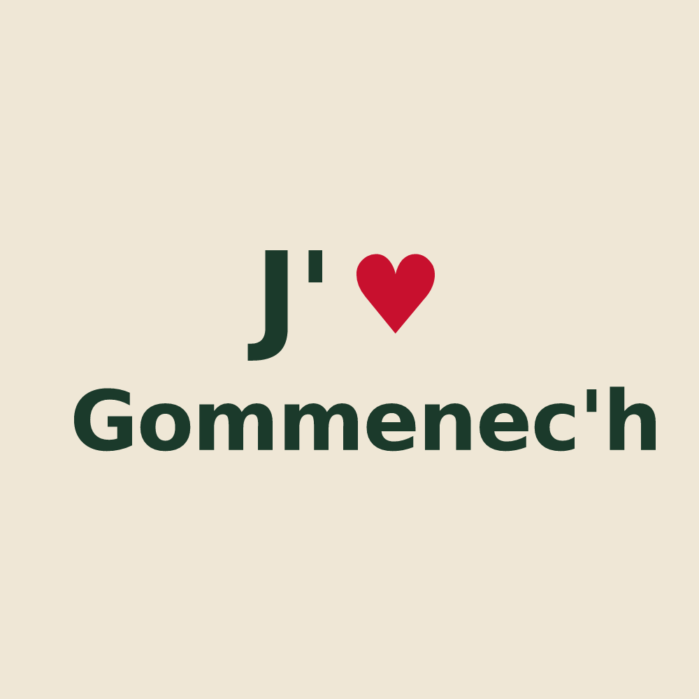 Tote bag personnalisé Gommenec'h — design J'aime Gommenec'h