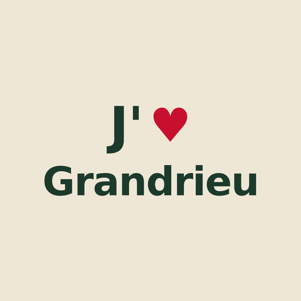 Tote bag personnalisé Grandrieu — design « J'aime Grandrieu » imprimé sur le tote bag