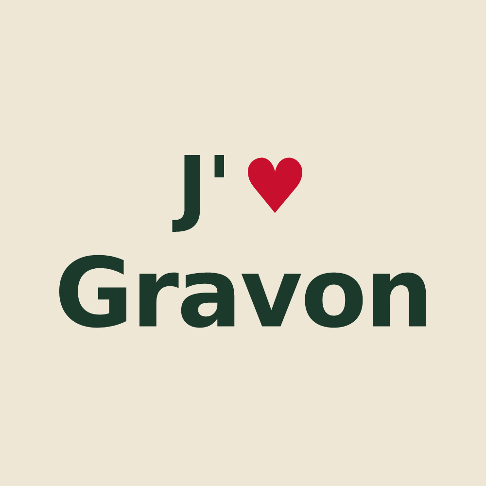 Tote bag personnalisé Gravon — design J'aime Gravon