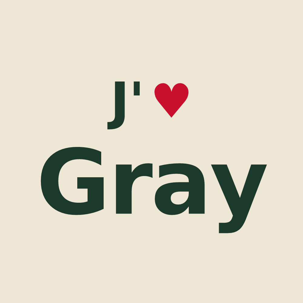 Tote bag personnalisé Gray — design « J'aime Gray » imprimé sur le tote bag