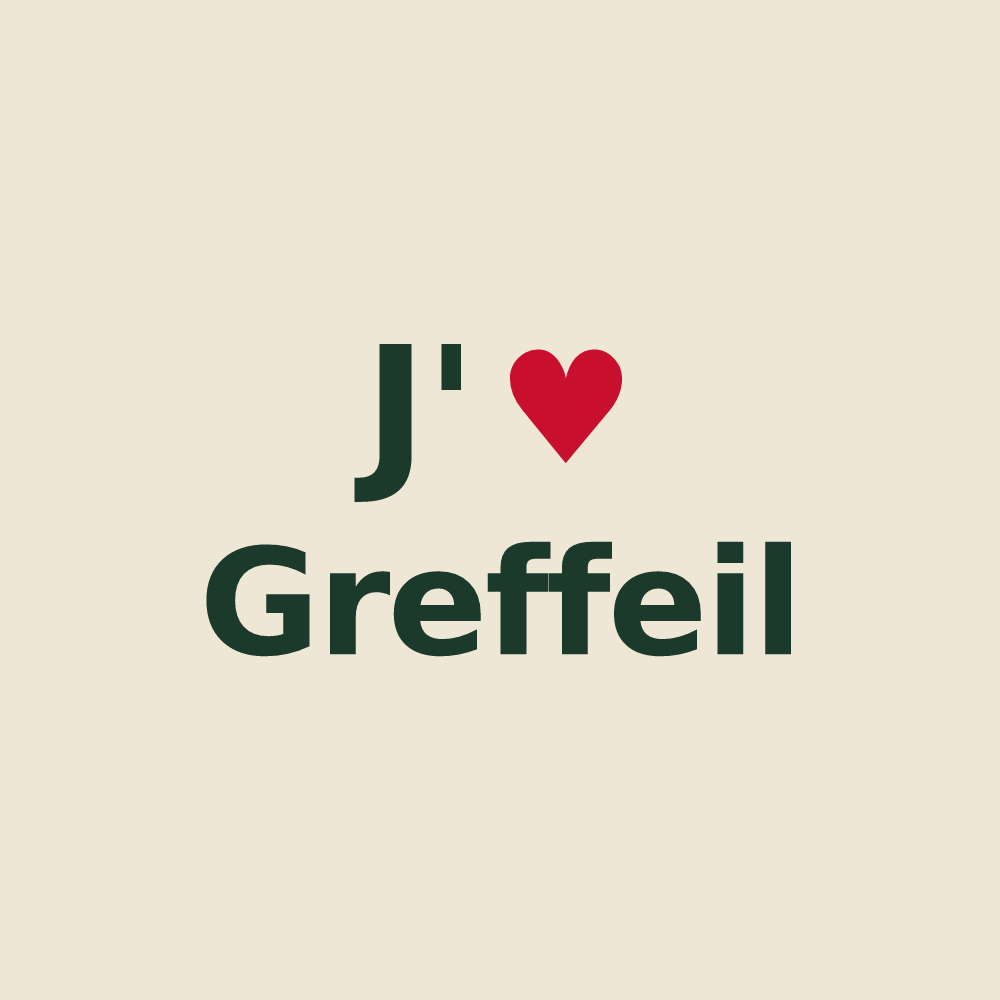 Tote bag personnalisé Greffeil — design « J'aime Greffeil » imprimé sur le tote bag