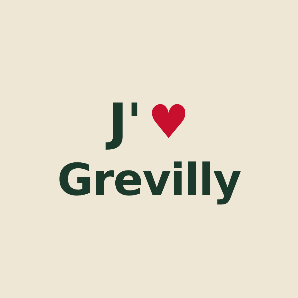 Tote bag personnalisé Grevilly — design J'aime Grevilly
