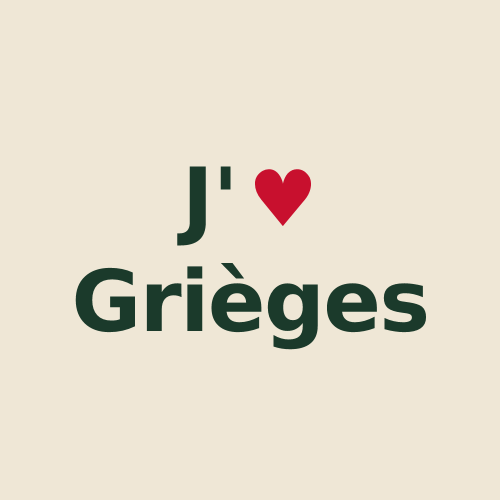 Tote bag personnalisé Grièges — design J'aime Grièges