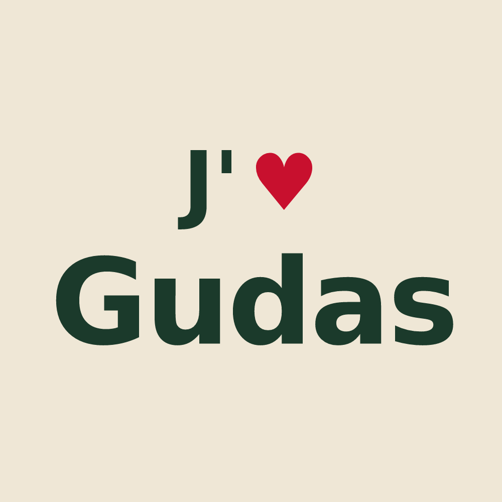 Tote bag personnalisé Gudas — design J'aime Gudas