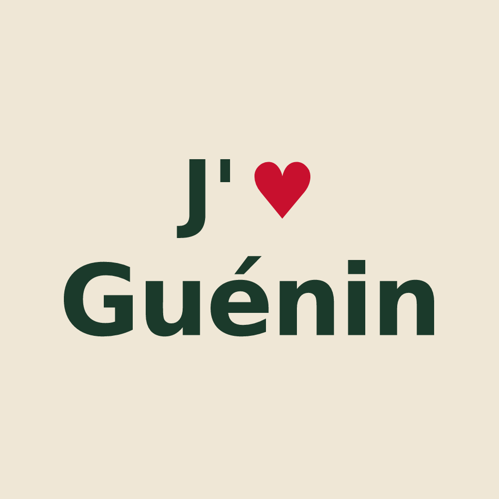 Tote bag personnalisé Guénin — design « J'aime Guénin » imprimé sur le tote bag