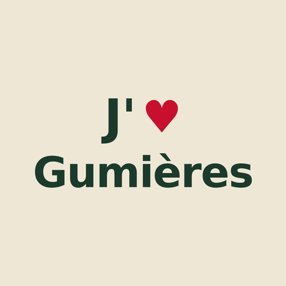 Tote bag personnalisé Gumières — design « J'aime Gumières » imprimé sur le tote bag