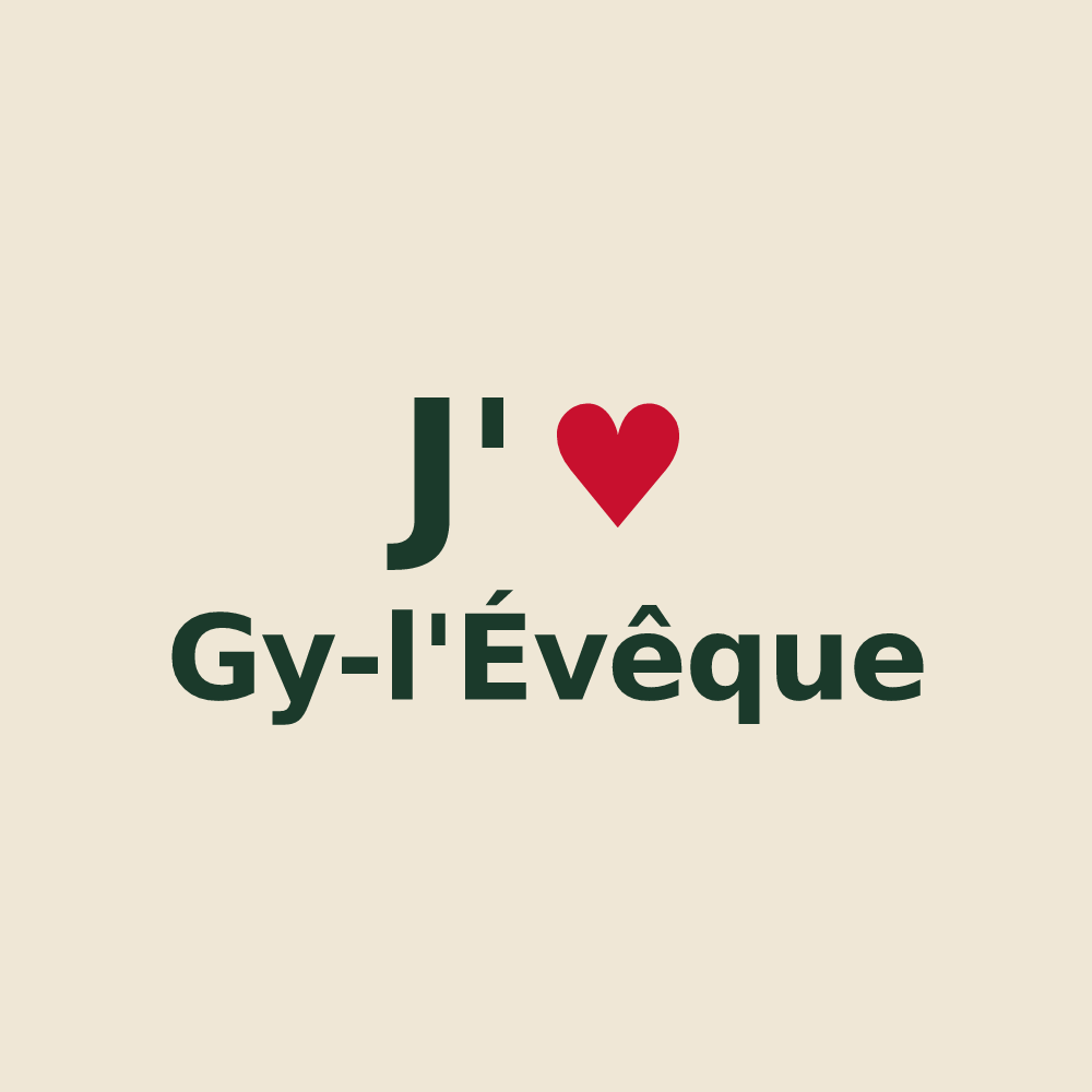 Tote bag personnalisé Gy-l'Évêque — design J'aime Gy-l'Évêque