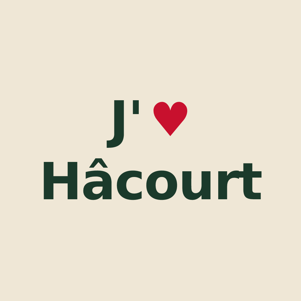 Tote bag personnalisé Hâcourt — design J'aime Hâcourt