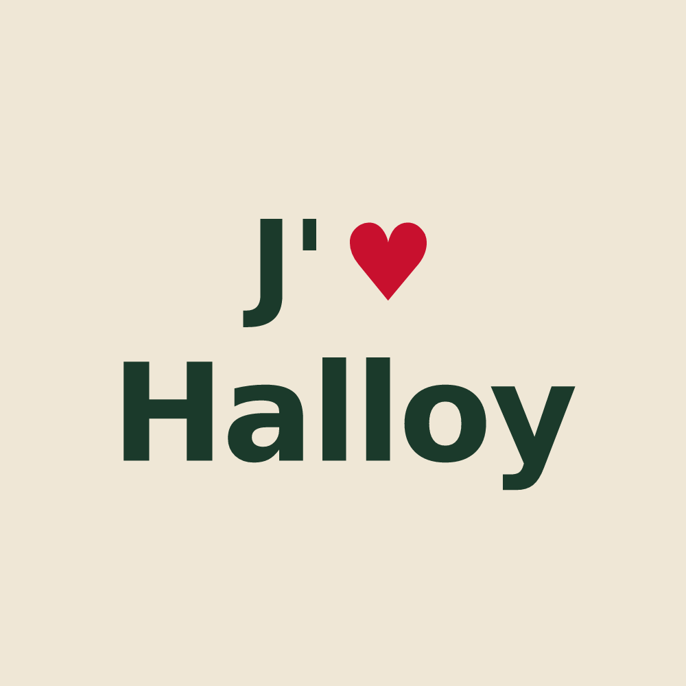 Tote bag personnalisé Halloy — design J'aime Halloy
