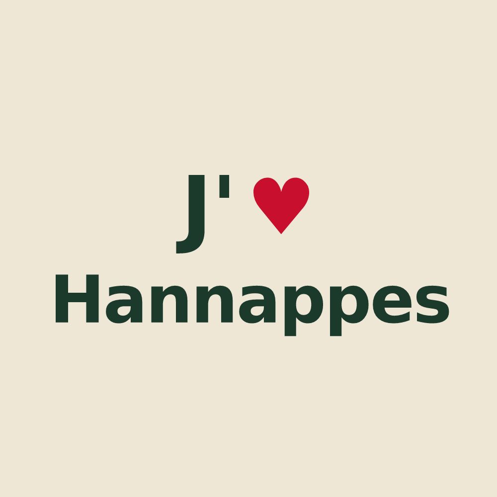 Tote bag personnalisé Hannappes — design « J'aime Hannappes » imprimé sur le tote bag