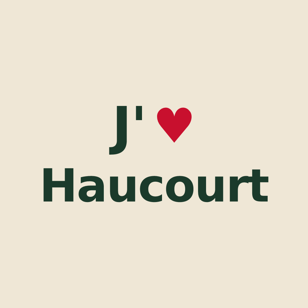 Tote bag personnalisé Haucourt — design « J'aime Haucourt » imprimé sur le tote bag