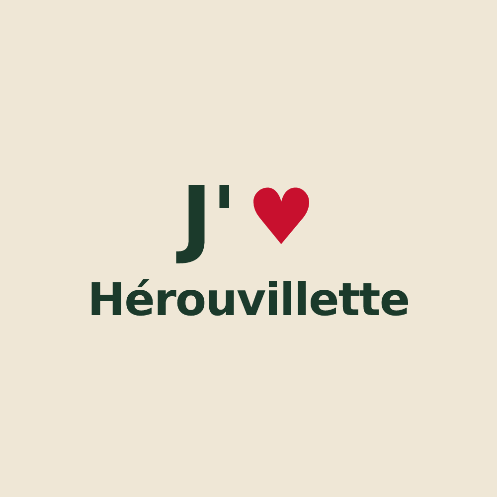 Tote bag personnalisé Hérouvillette — design J'aime Hérouvillette