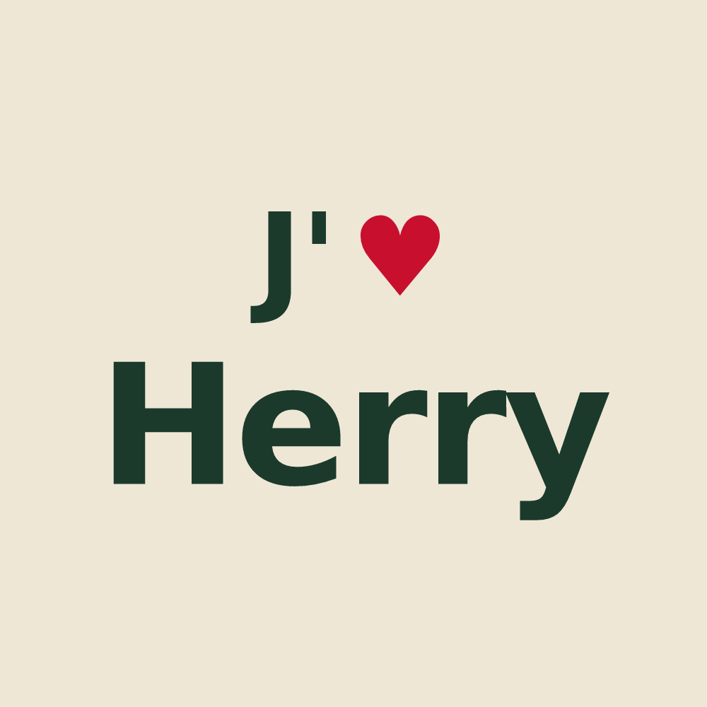 Tote bag personnalisé Herry — design « J'aime Herry » imprimé sur le tote bag