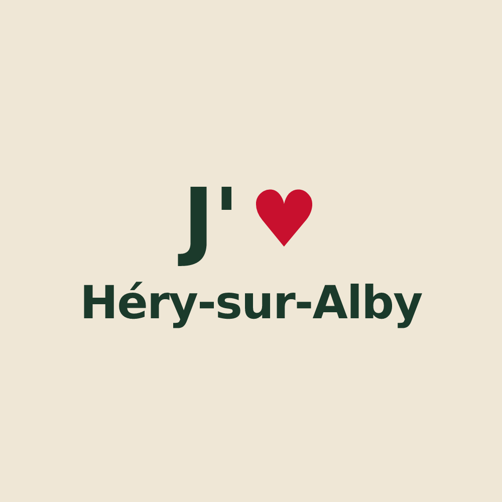 Tote bag personnalisé Héry-sur-Alby — design J'aime Héry-sur-Alby