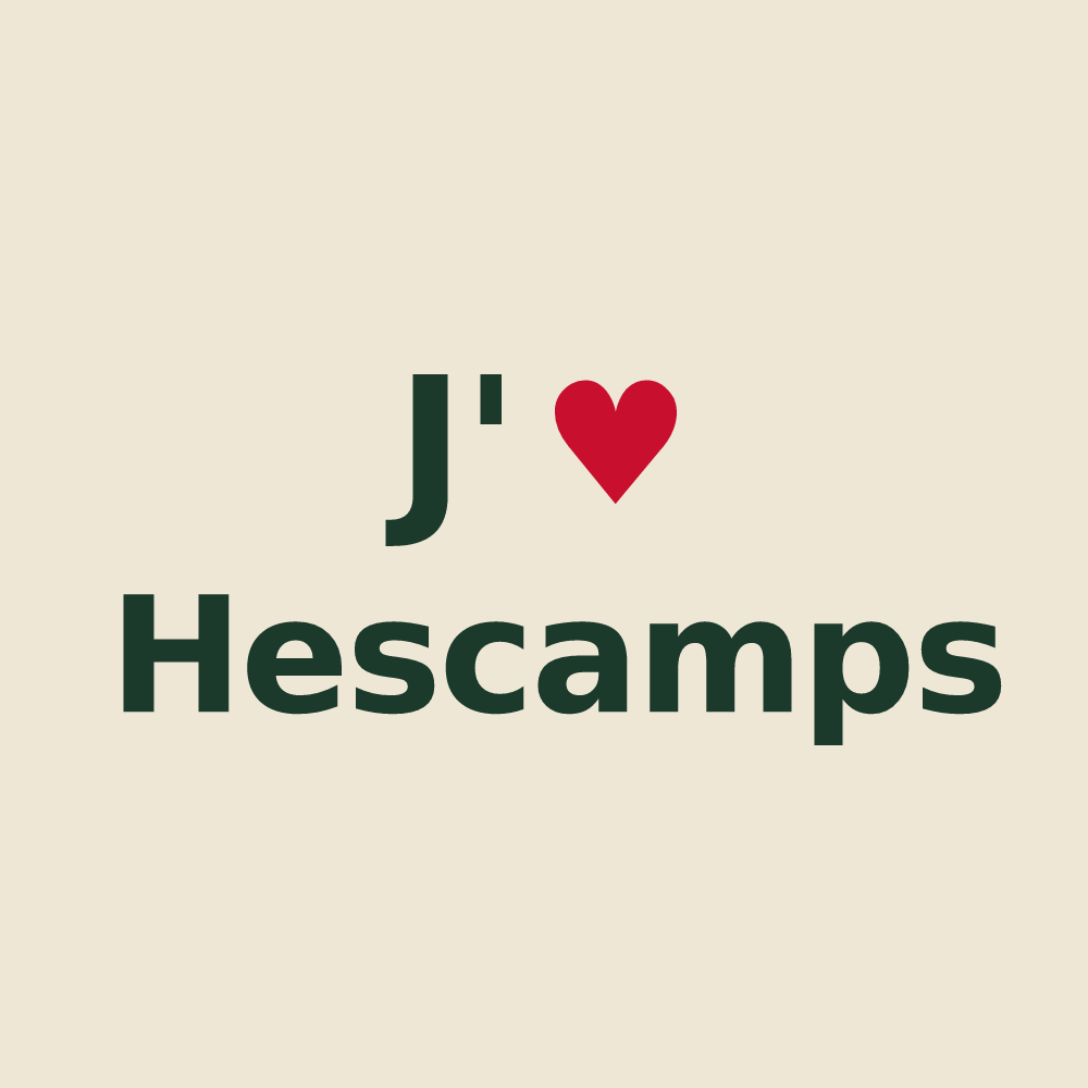 Tote bag personnalisé Hescamps — design J'aime Hescamps