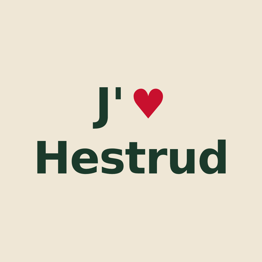 Tote bag personnalisé Hestrud — design « J'aime Hestrud » imprimé sur le tote bag