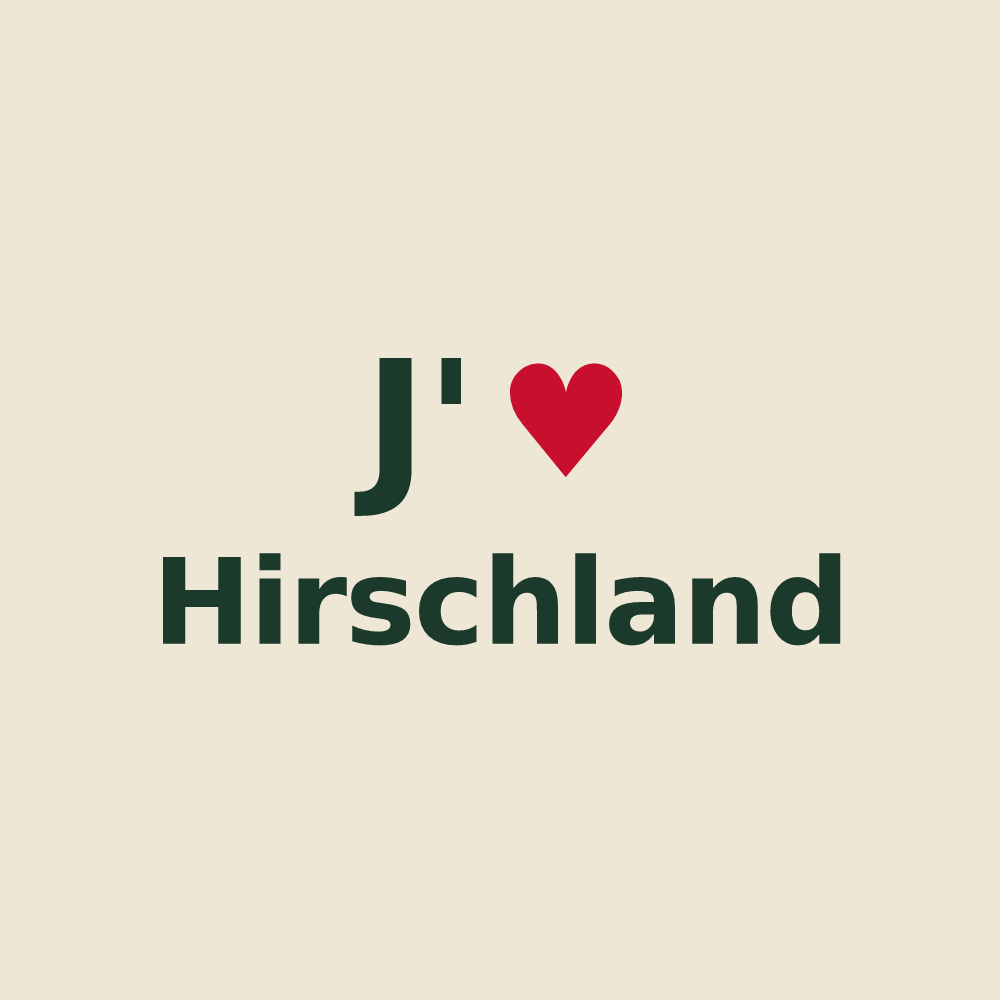 Tote bag personnalisé Hirschland — design J'aime Hirschland