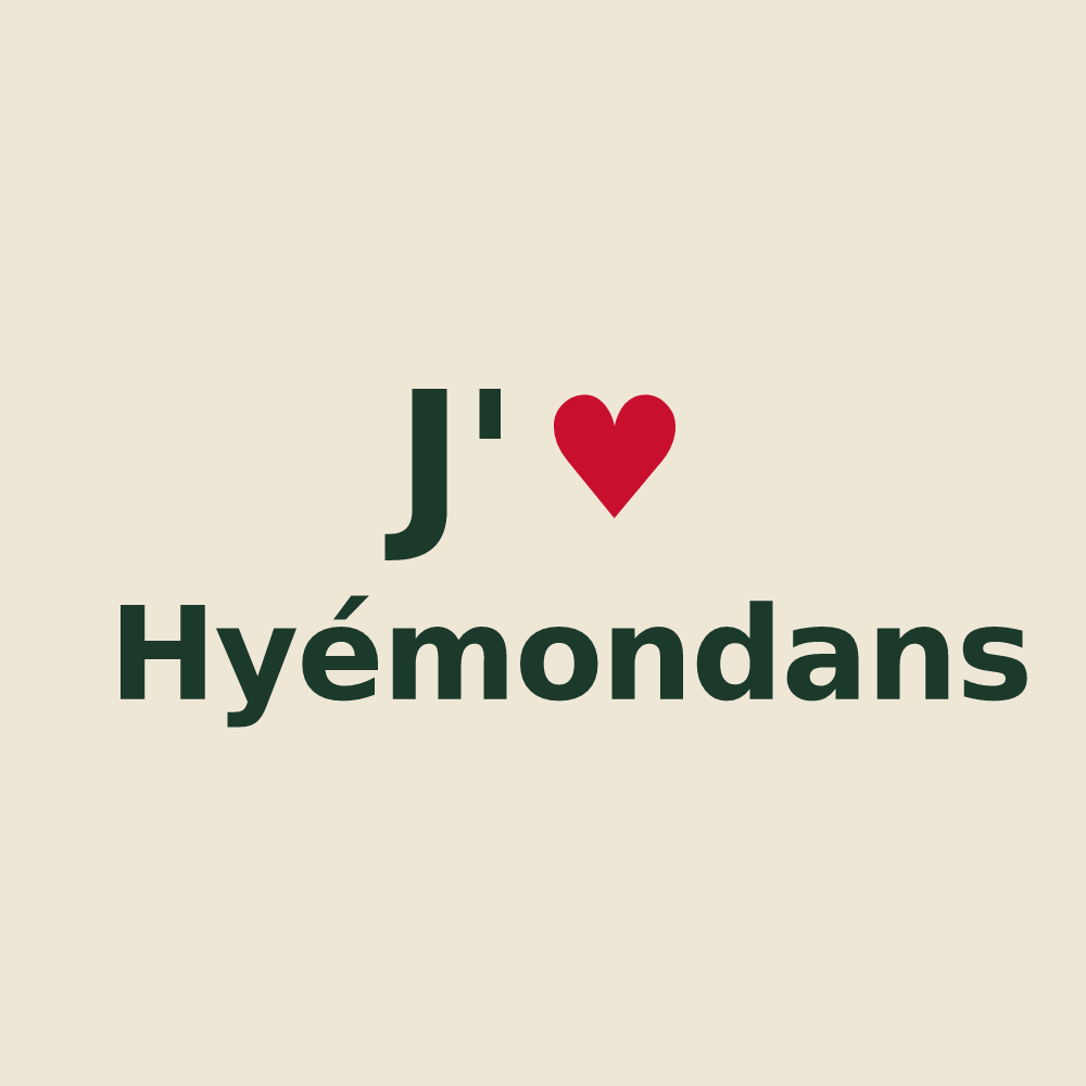 Tote bag personnalisé Hyémondans — design « J'aime Hyémondans » imprimé sur le tote bag