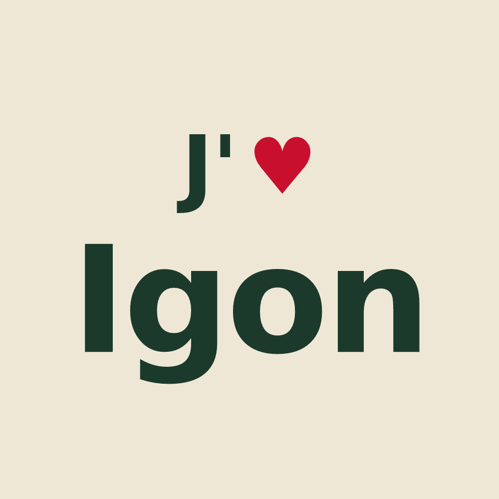 Tote bag personnalisé Igon — design « J'aime Igon » imprimé sur le tote bag