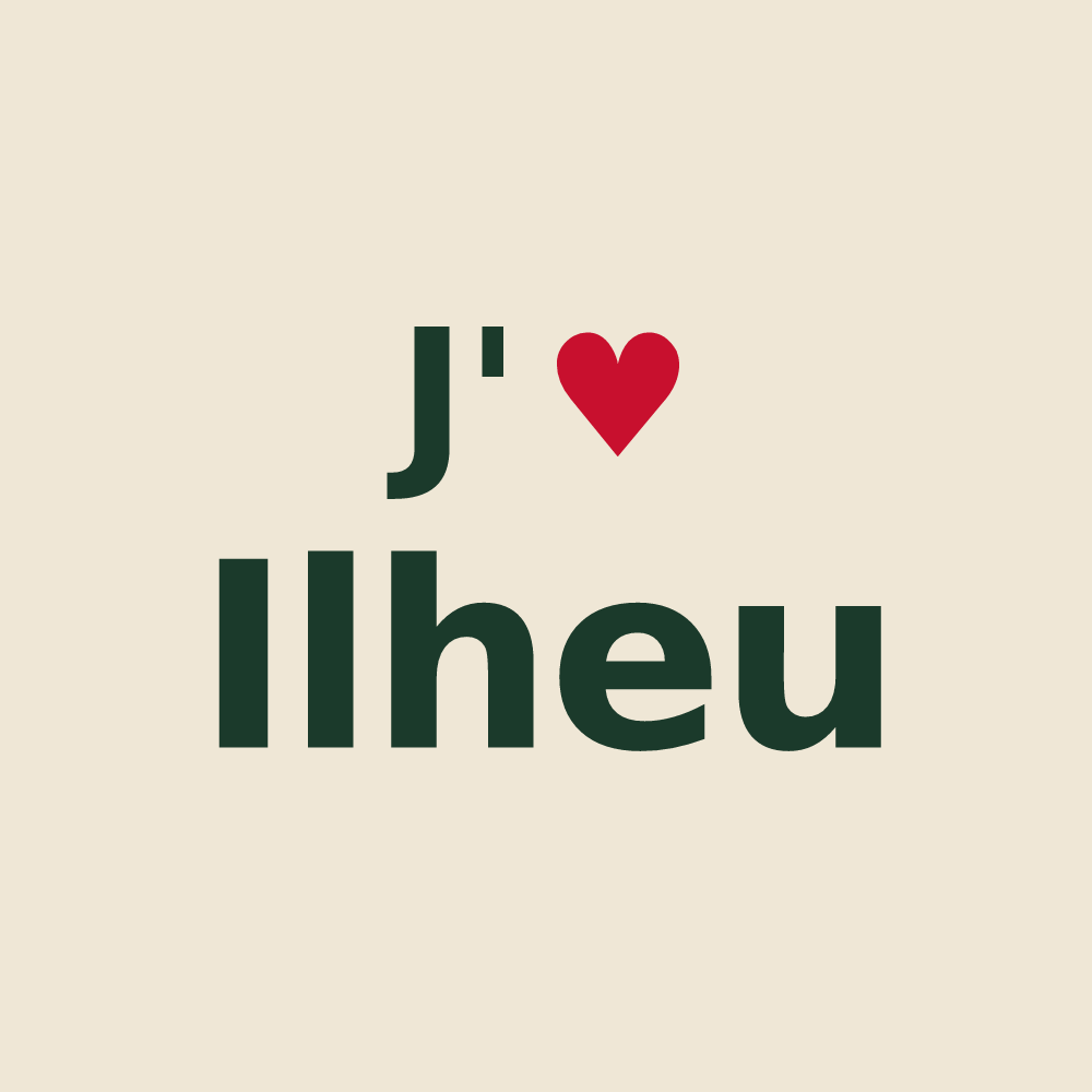 Tote bag personnalisé Ilheu — design « J'aime Ilheu » imprimé sur le tote bag
